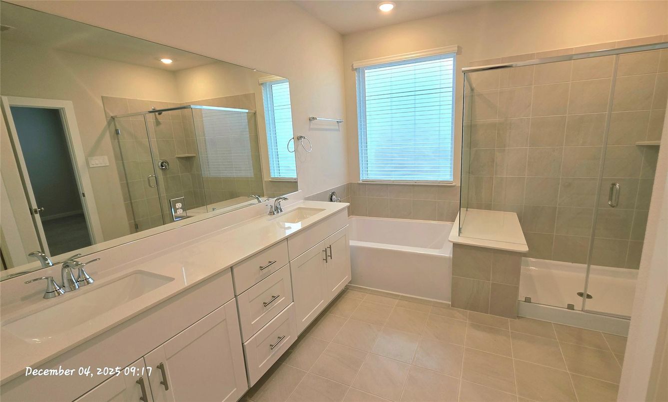 Bathroom, Dual Sink Vanities, Glass Shower, Interior, Recessed Lighting
