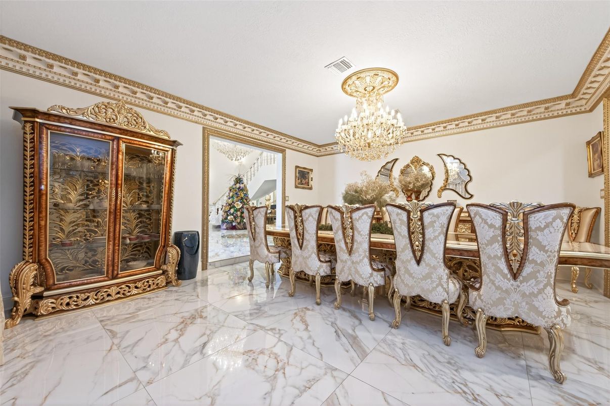 Chandelier, Dining room, Interior, Marble