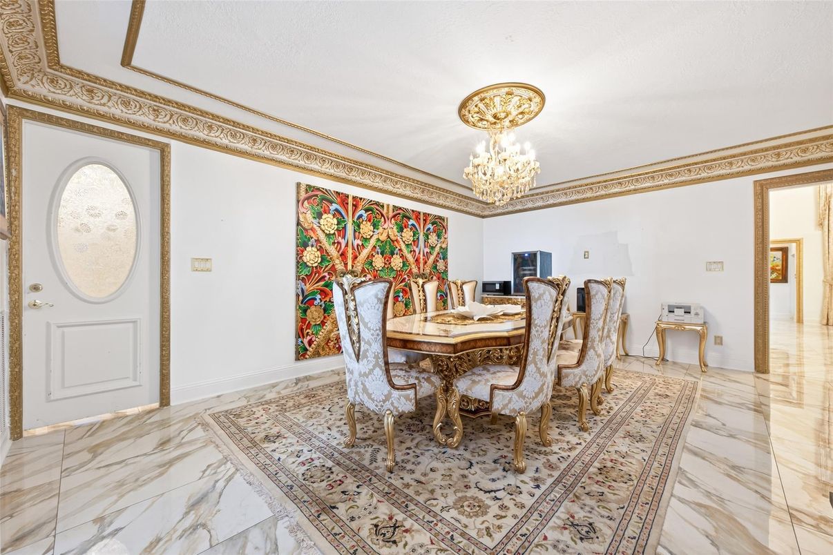 Chandelier, Dining room, Interior, Marble