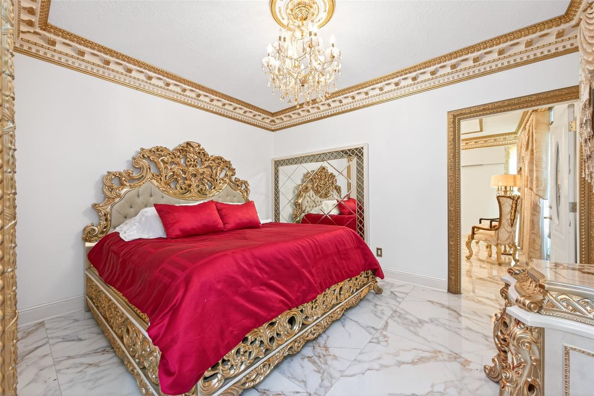 Bedroom, Chandelier, Interior, Marble