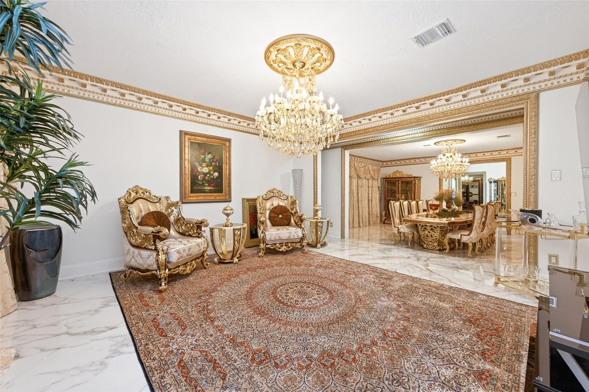 Chandelier, Dining room, Interior, Marble