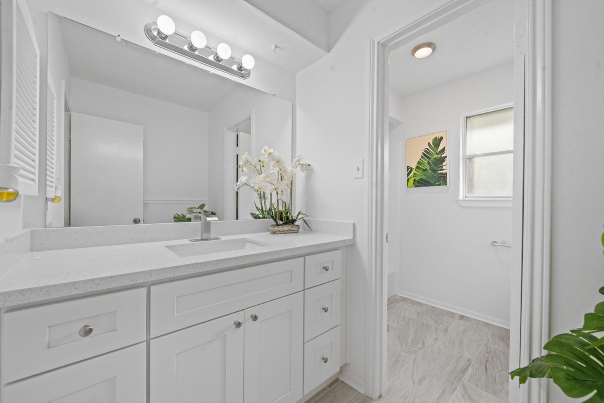 Bathroom, Dual Sink Vanities, Interior, Marble, Recessed Lighting