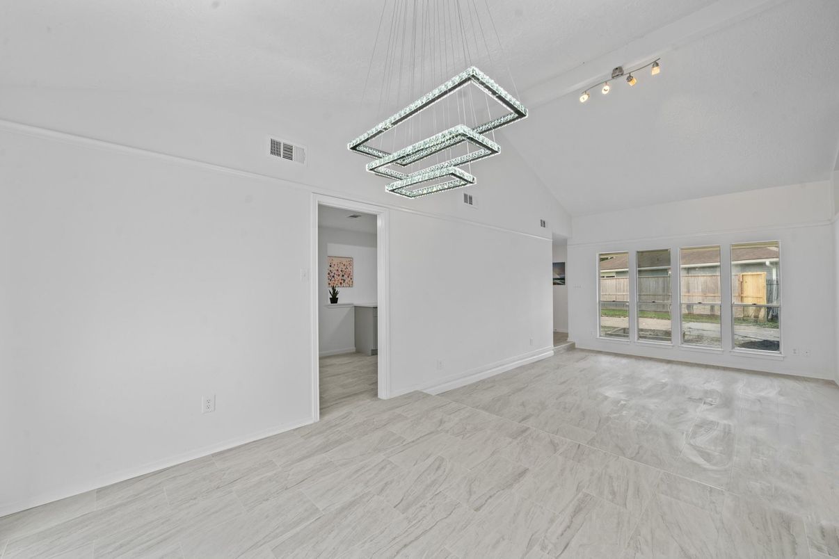 Empty room, Interior, Marble, Pendant Lights