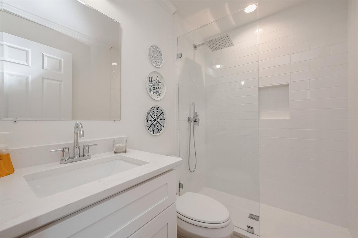 Bathroom, Glass Shower, Interior, Recessed Lighting