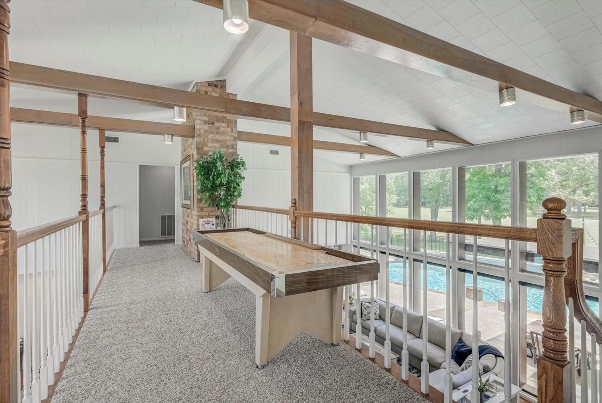 Billiard Table, Interior, Wooden Beams