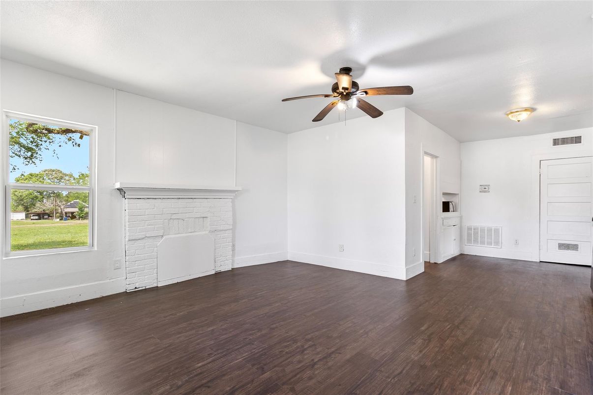 Empty room, Fireplace, Interior, Wood Texture Flooring