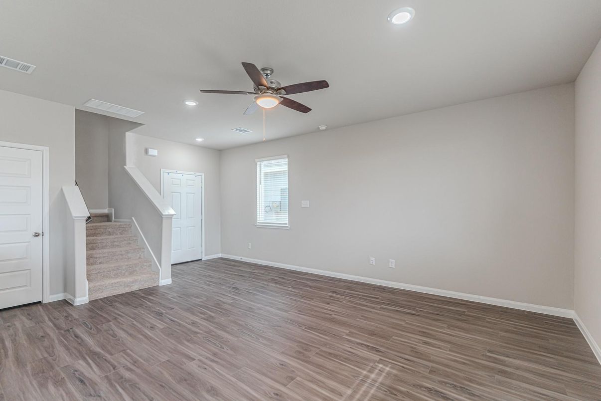Empty room, Interior, Recessed Lighting, Wood Texture Flooring