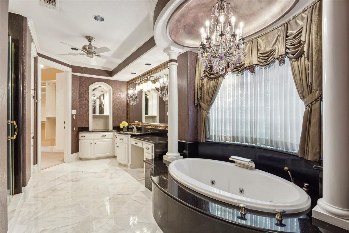 Bathroom, Chandelier, Interior, Marble