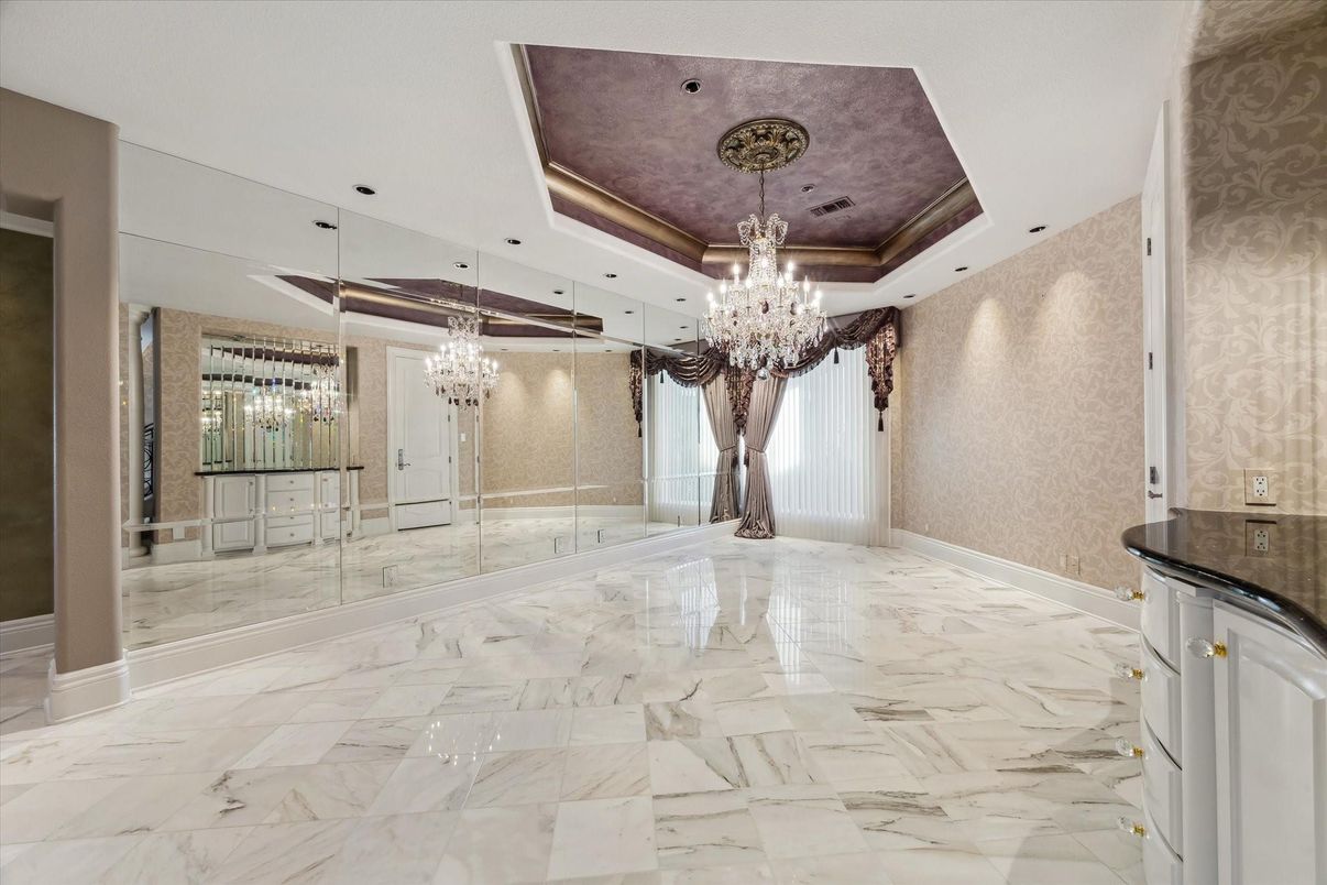 Chandelier, Interior, Marble, Recessed Lighting