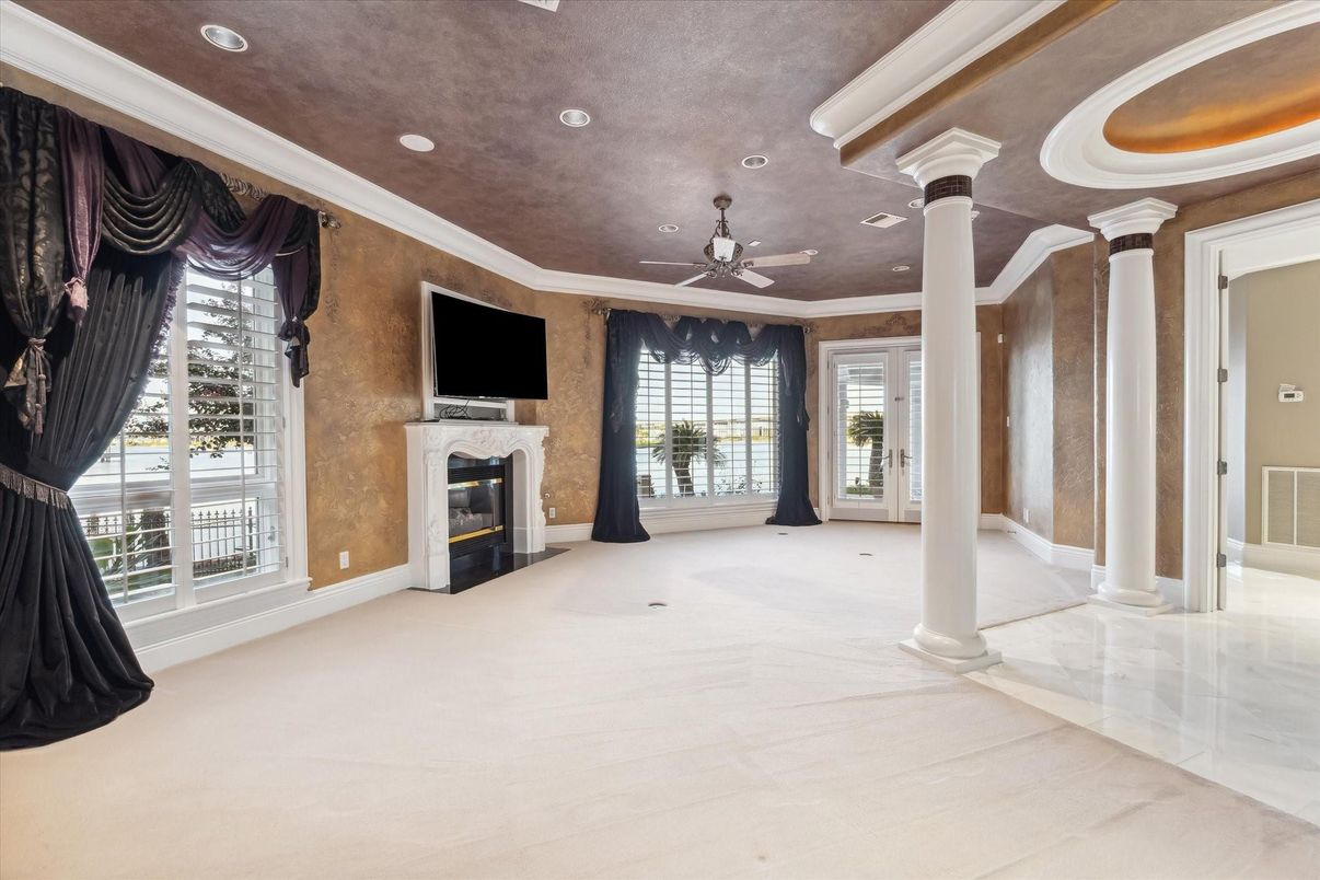 Empty room, Fireplace, Interior, Recessed Lighting