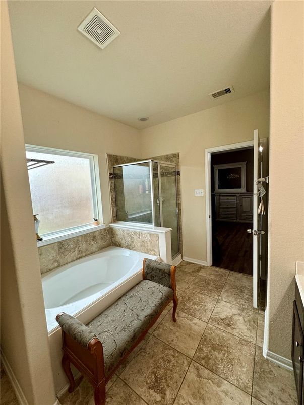 Bathroom, Glass Shower, Interior, Wood Texture Flooring