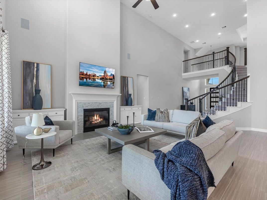 Fireplace, Interior, Living room, Recessed Lighting