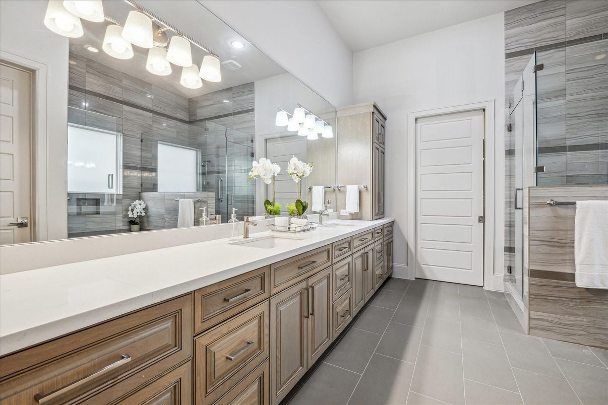 Bathroom, Dual Sink Vanities, Glass Shower, Interior, Recessed Lighting