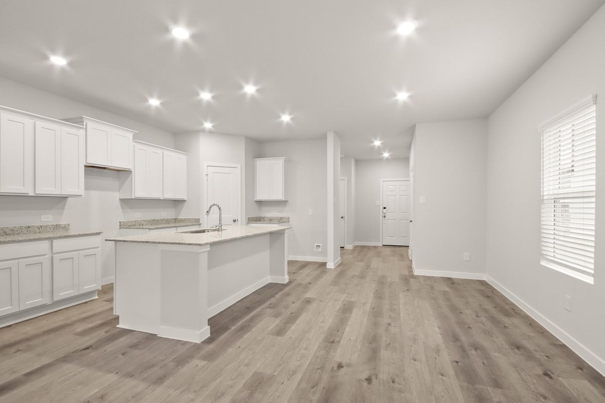 Interior, Kitchen, Recessed Lighting, Wood Texture Flooring