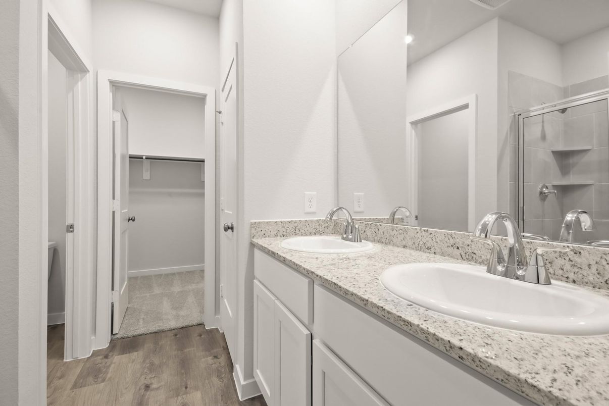 Bathroom, Dual Sink Vanities, Interior, Wood Texture Flooring