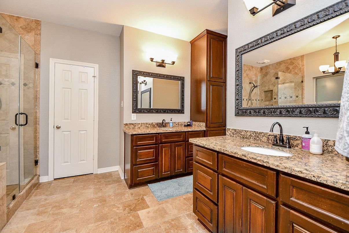 Bathroom, Dual Sink Vanities, Glass Shower, Interior