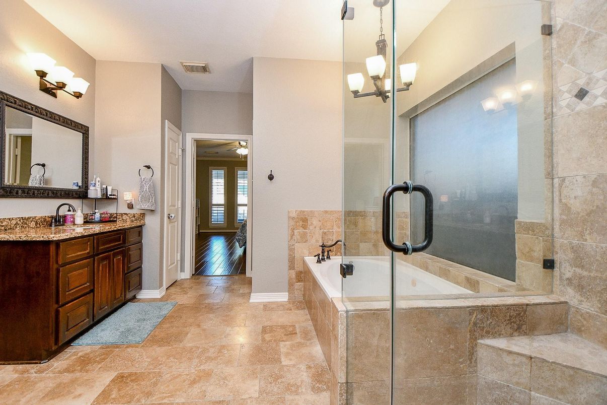 Bathroom, Glass Shower, Interior, Pendant Lights