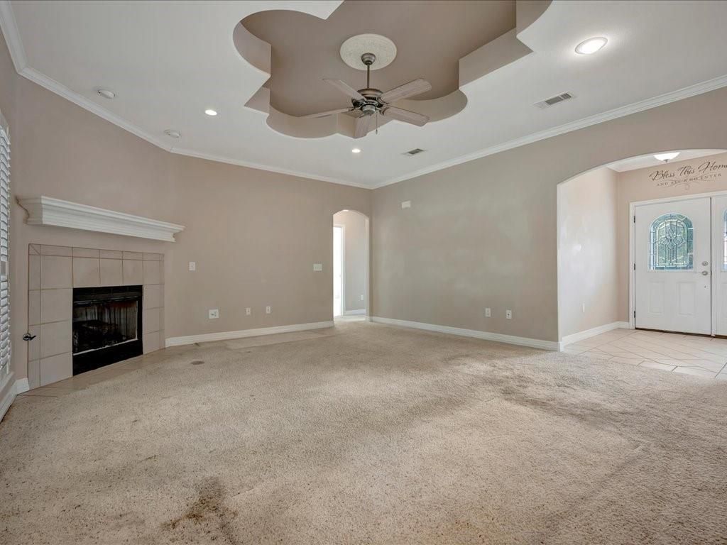 Empty room, Fireplace, Interior, Recessed Lighting