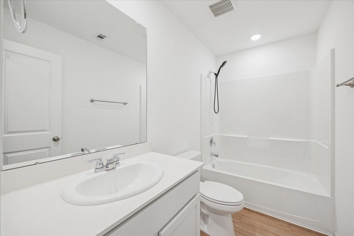 Bathroom, Interior, Recessed Lighting, Wood Texture Flooring