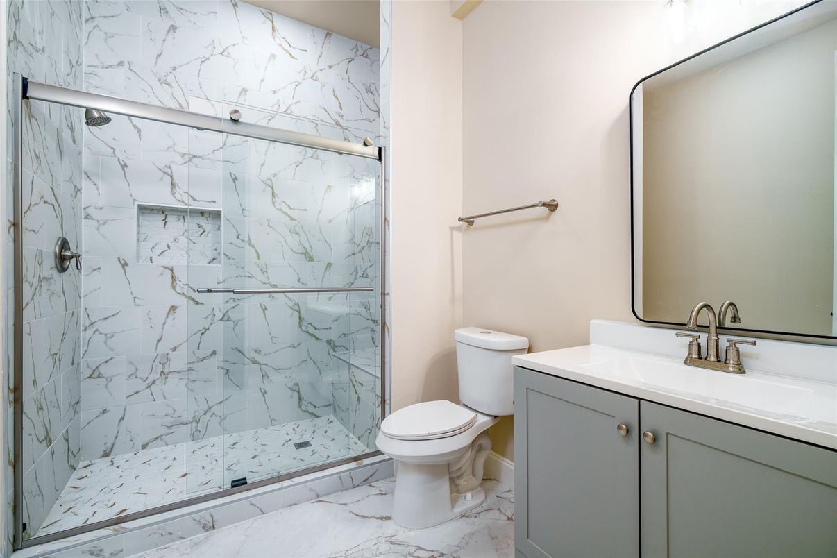 Bathroom, Glass Shower, Interior, Marble, Marble Walls