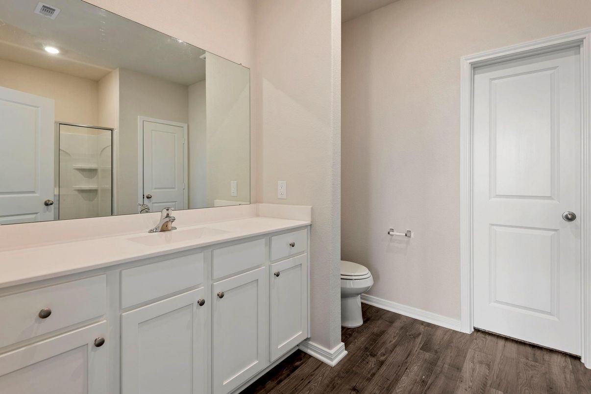 Bathroom, Interior, Recessed Lighting, Wood Texture Flooring