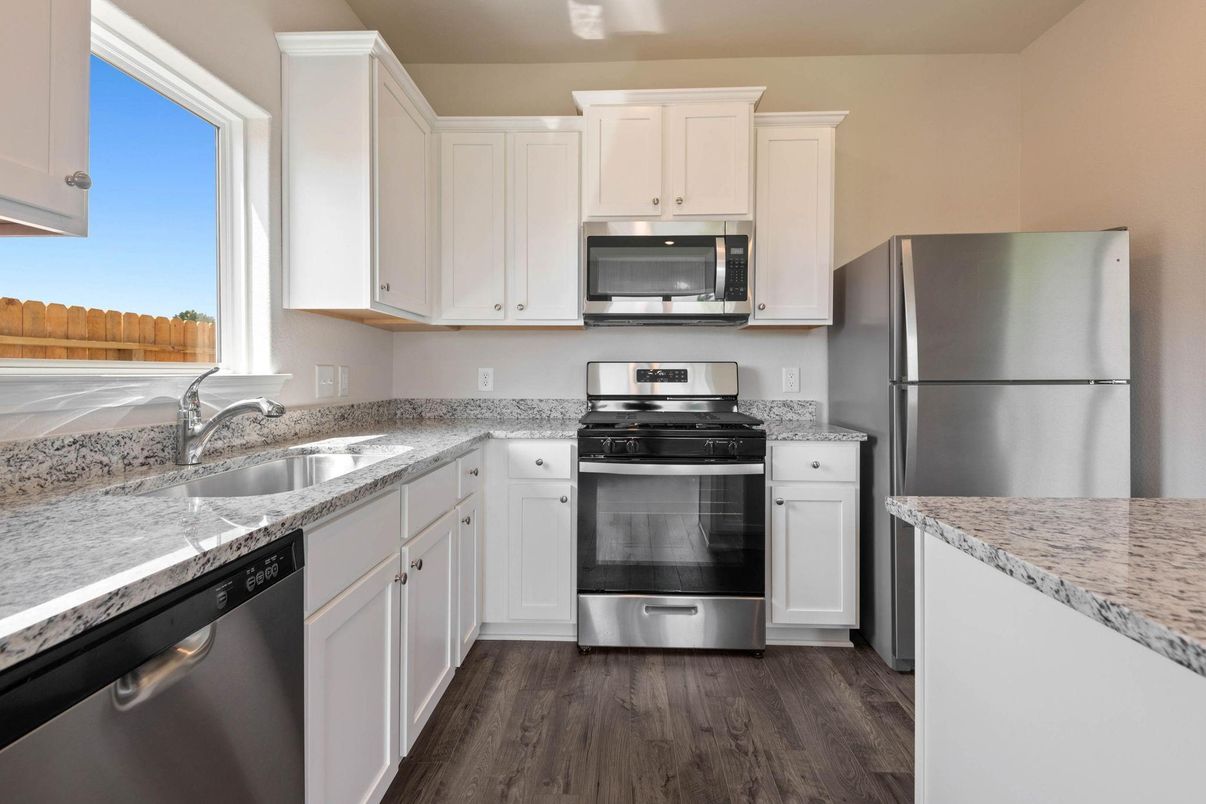 Interior, Kitchen, Stainless Steel Appliances, Wood Texture Flooring