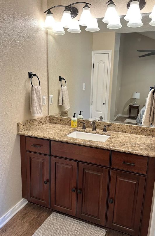 Bathroom, Dual Sink Vanities, Interior, Wood Texture Flooring