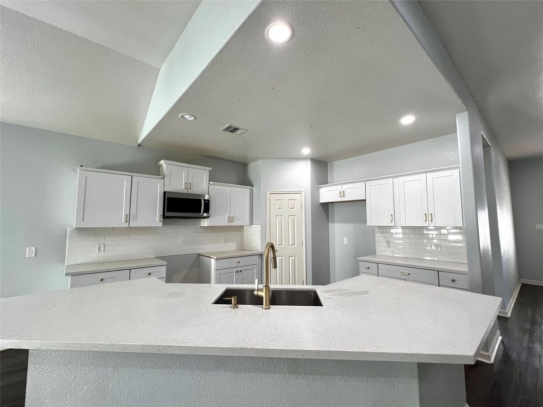 Interior, Kitchen, Recessed Lighting, Wood Texture Flooring