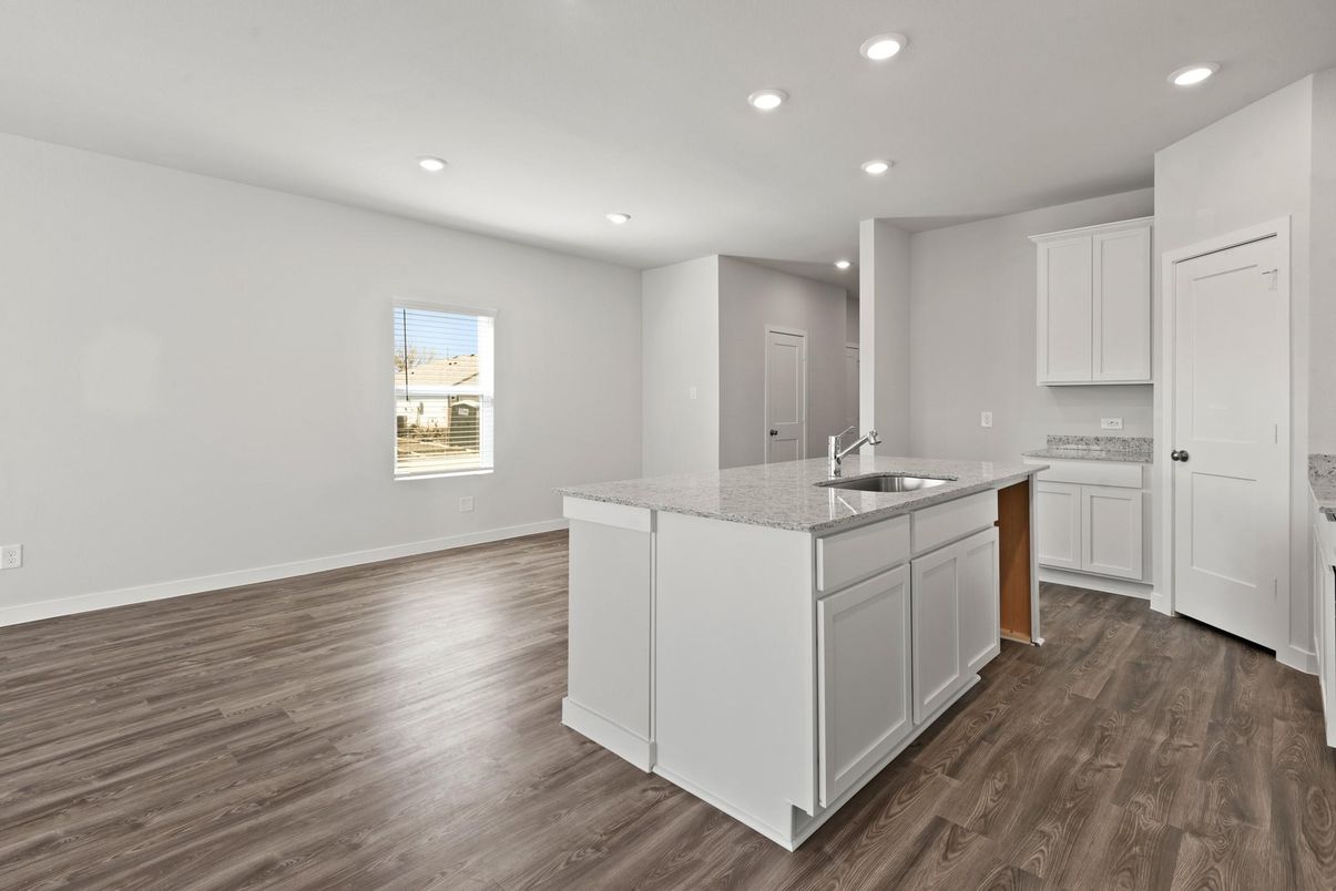 Interior, Kitchen, Recessed Lighting, Wood Texture Flooring