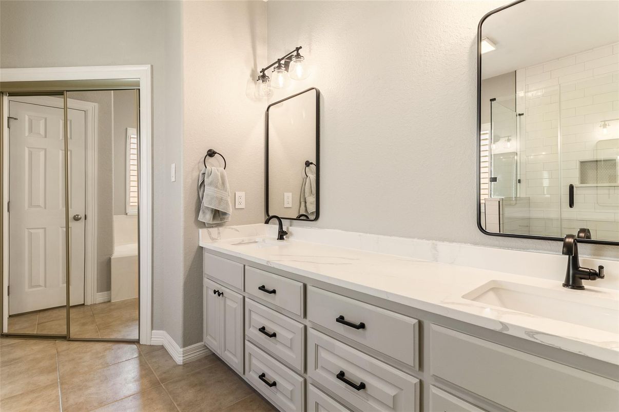 Bathroom, Dual Sink Vanities, Glass Shower, Interior