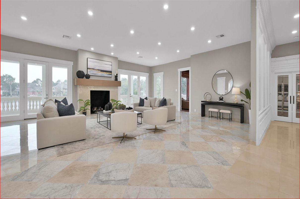 Fireplace, Interior, Living room, Recessed Lighting