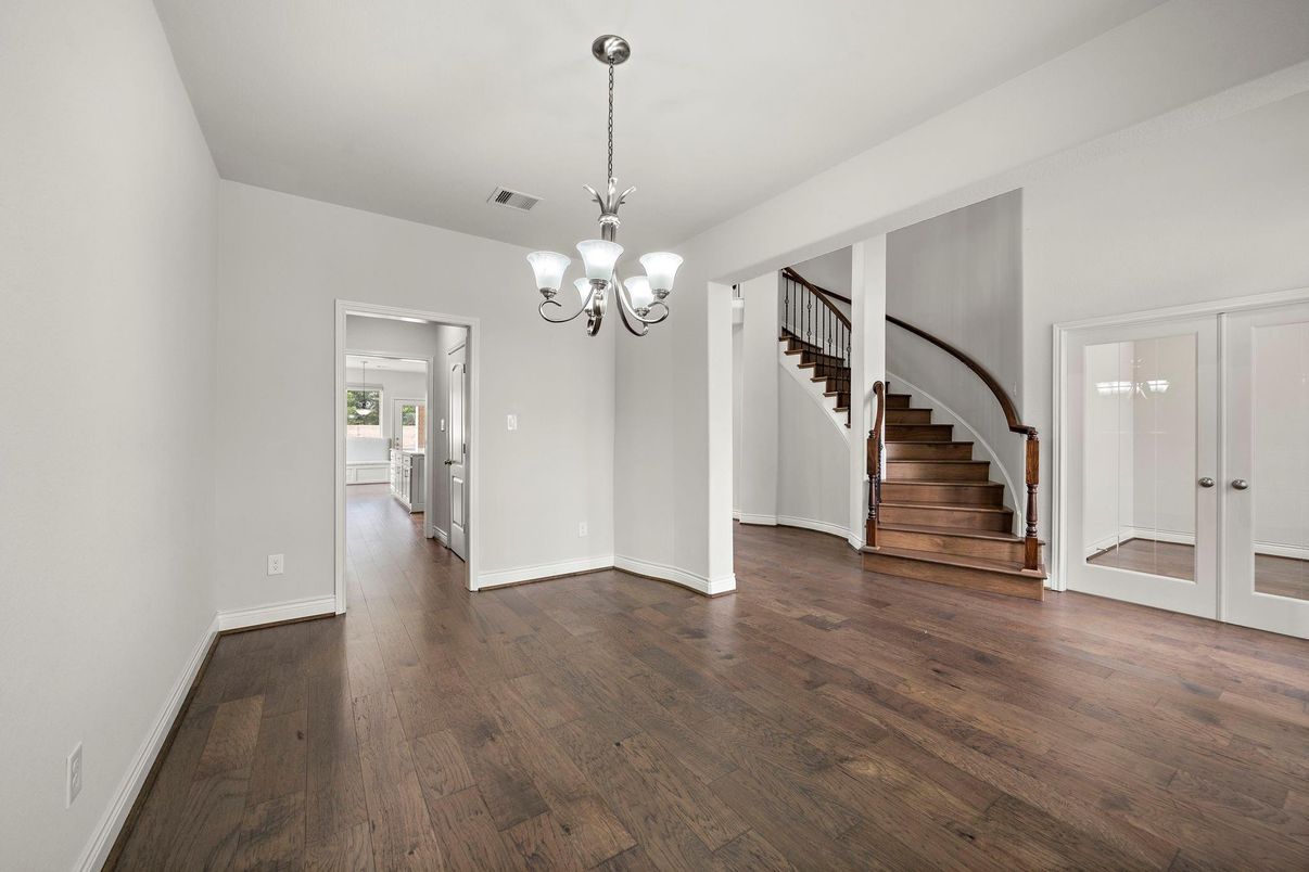 Chandelier, Empty room, Interior, Wood Texture Flooring