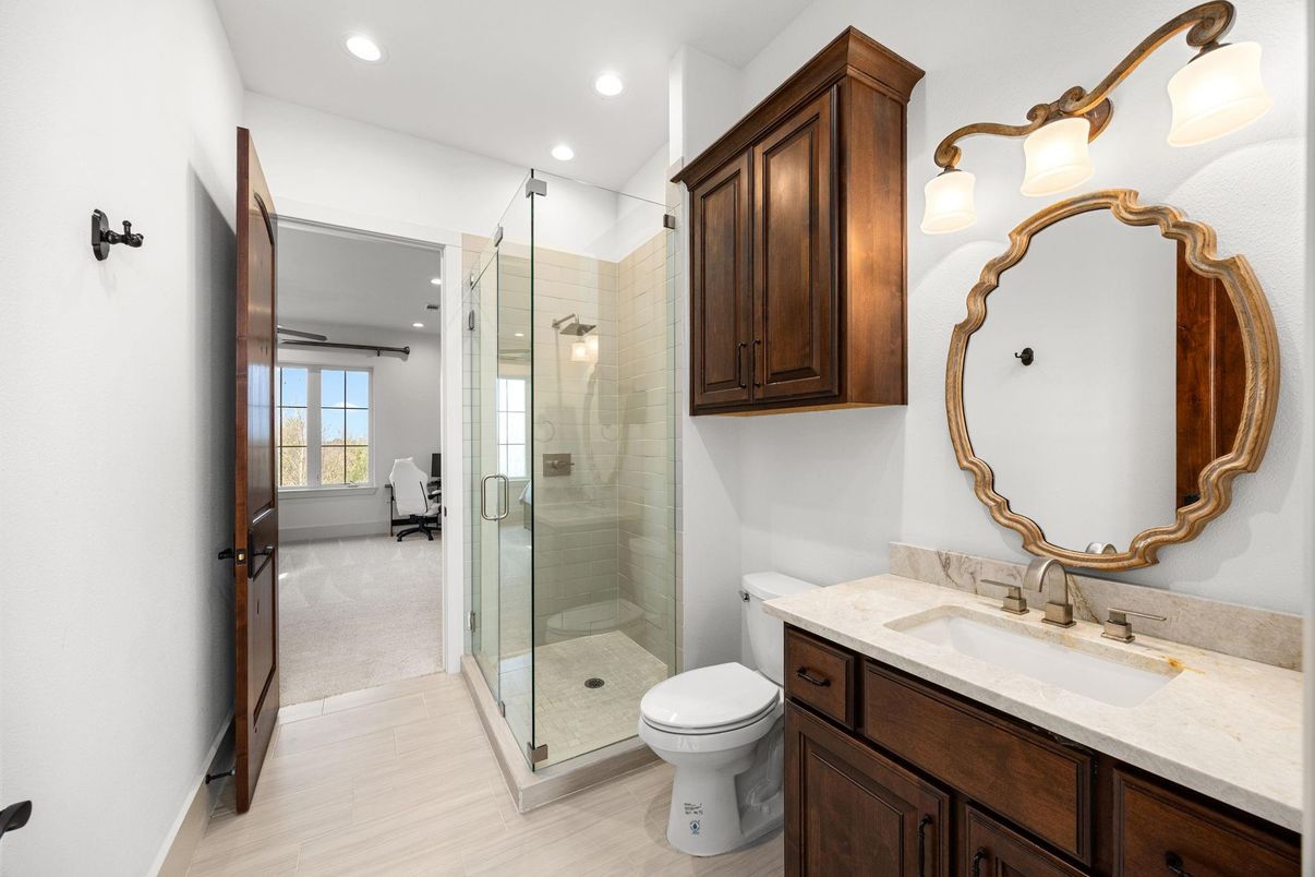 Bathroom, Glass Shower, Interior, Recessed Lighting