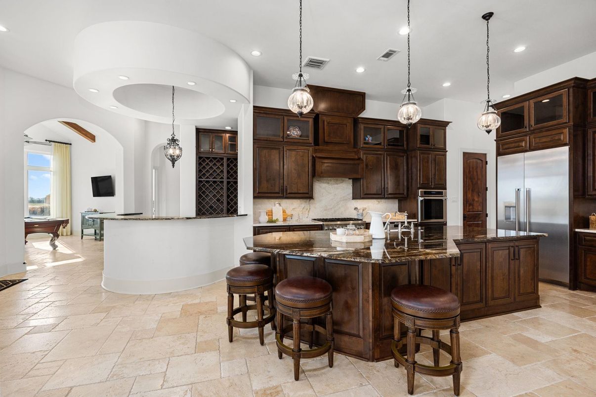 Chandelier, Interior, Kitchen, Pendant Lights, Recessed Lighting, Stainless Steel Appliances
