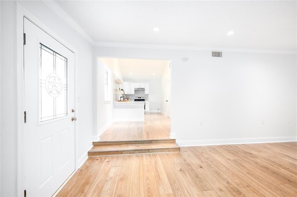 Interior, Kitchen, Recessed Lighting, Wood Texture Flooring