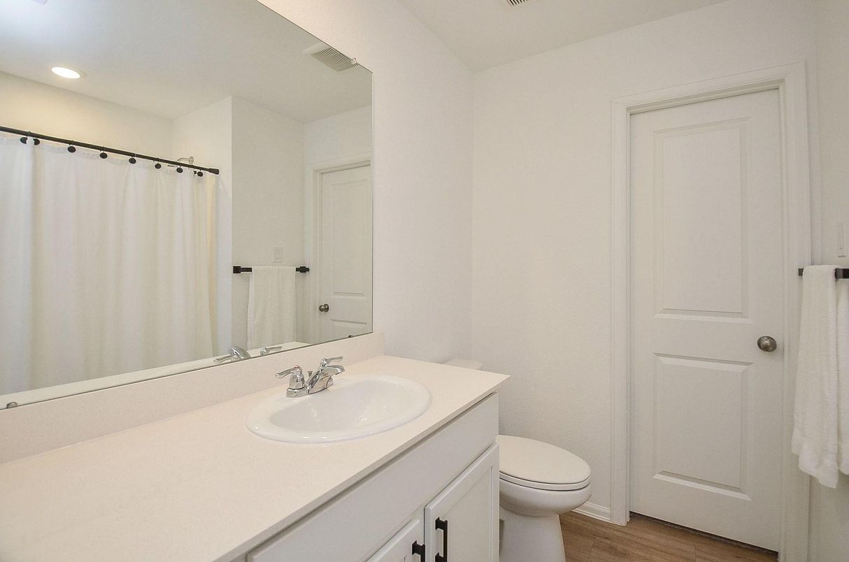 Bathroom, Interior, Recessed Lighting, Wood Texture Flooring