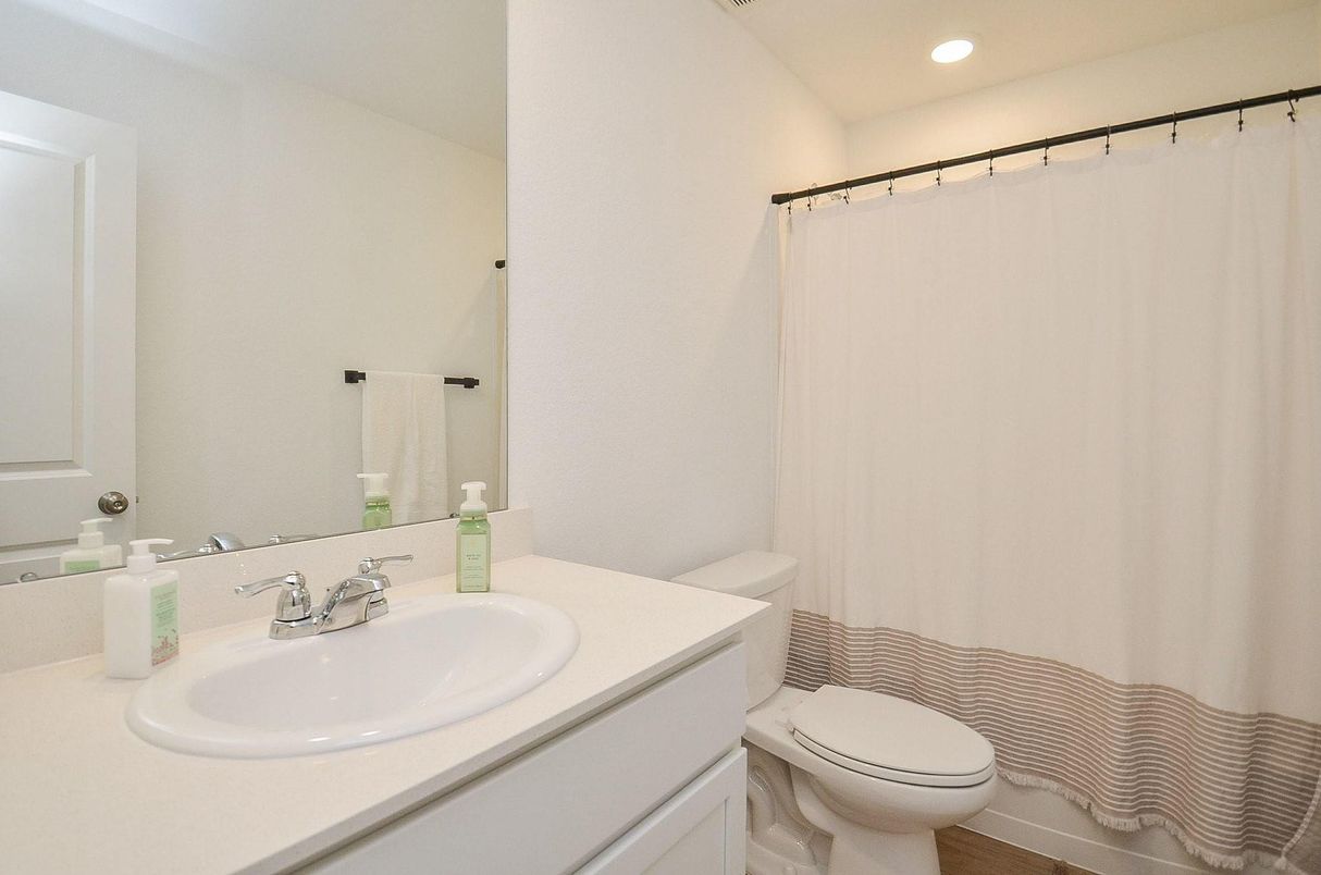 Bathroom, Interior, Recessed Lighting, Wood Texture Flooring