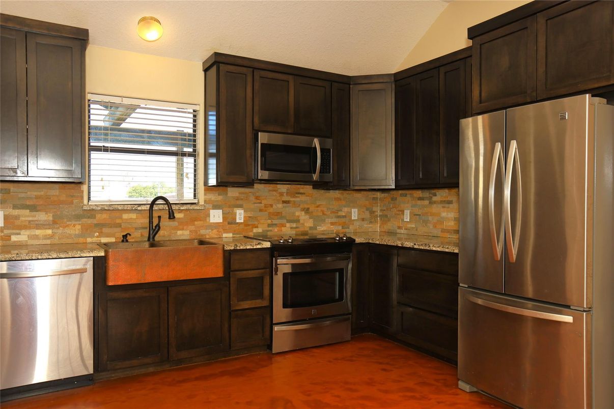 Interior, Kitchen, Stainless Steel Appliances, Wood Texture Flooring