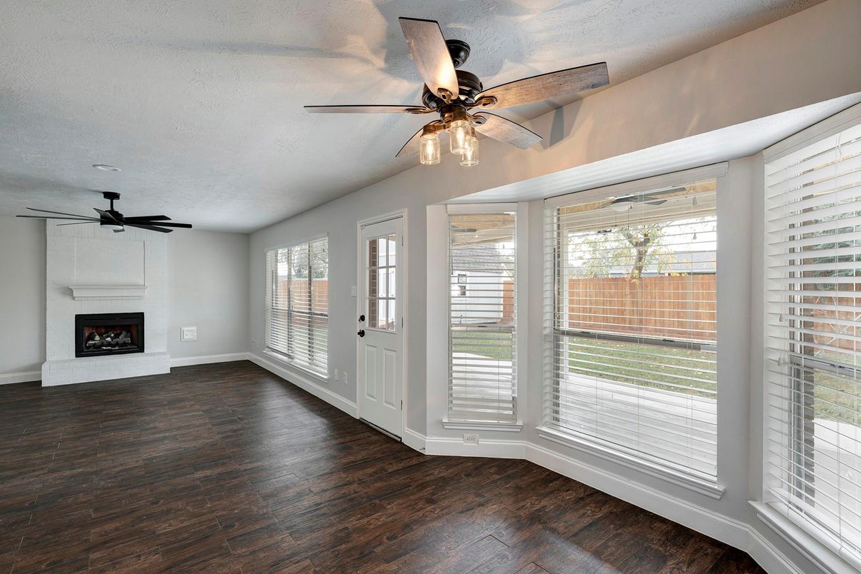 Empty room, Fireplace, Interior, Wood Texture Flooring