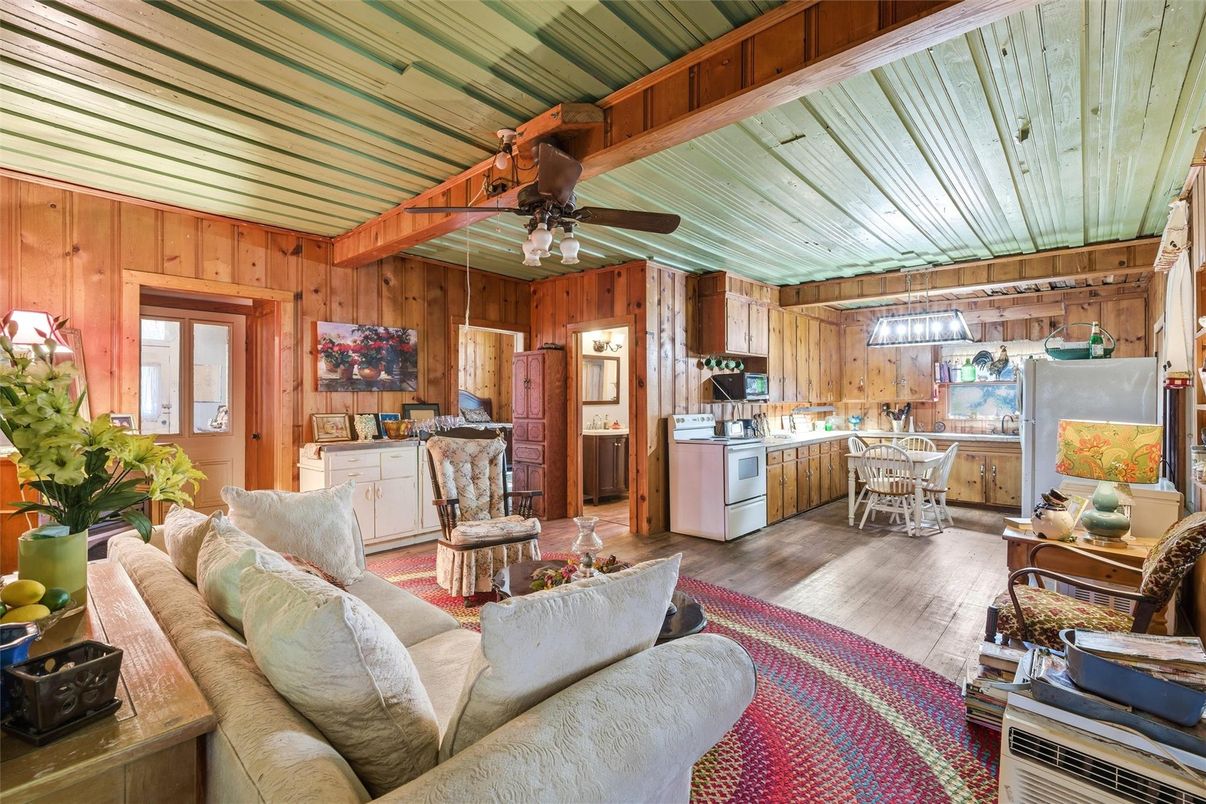 Dining room, Interior, Kitchen, Living room, Wooden Ceilings, Wood Texture Flooring, Wooden Walls