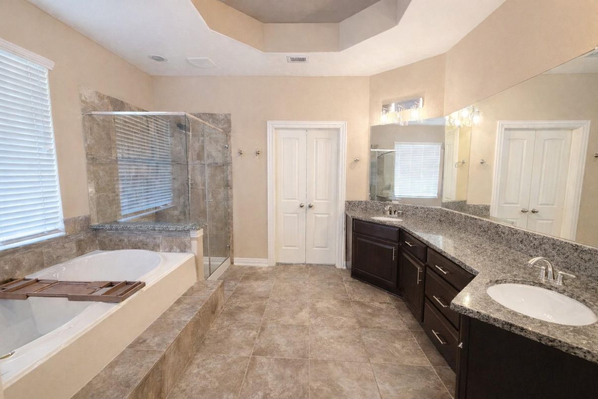 Bathroom, Dual Sink Vanities, Glass Shower, Interior
