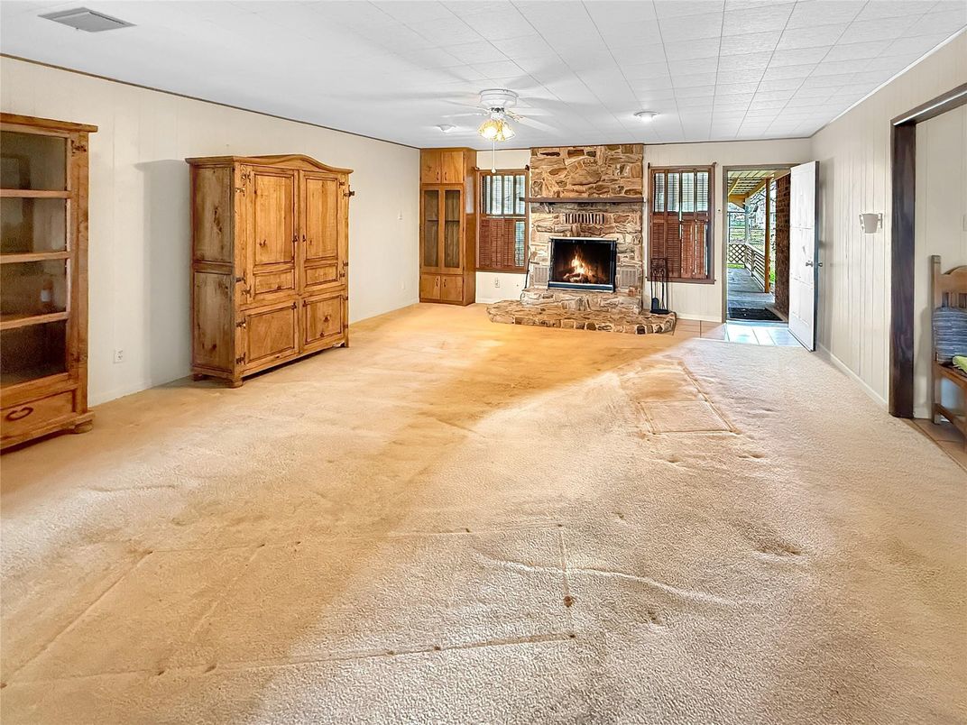 Empty room, Fireplace, Interior, Stone Walls