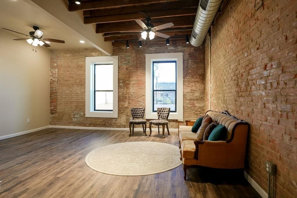 Interior, Recessed Lighting, Stone Walls, Wooden Beams, Wood Texture Flooring