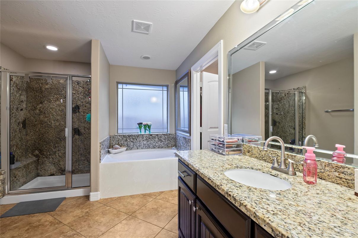 Bathroom, Dual Sink Vanities, Glass Shower, Interior, Recessed Lighting