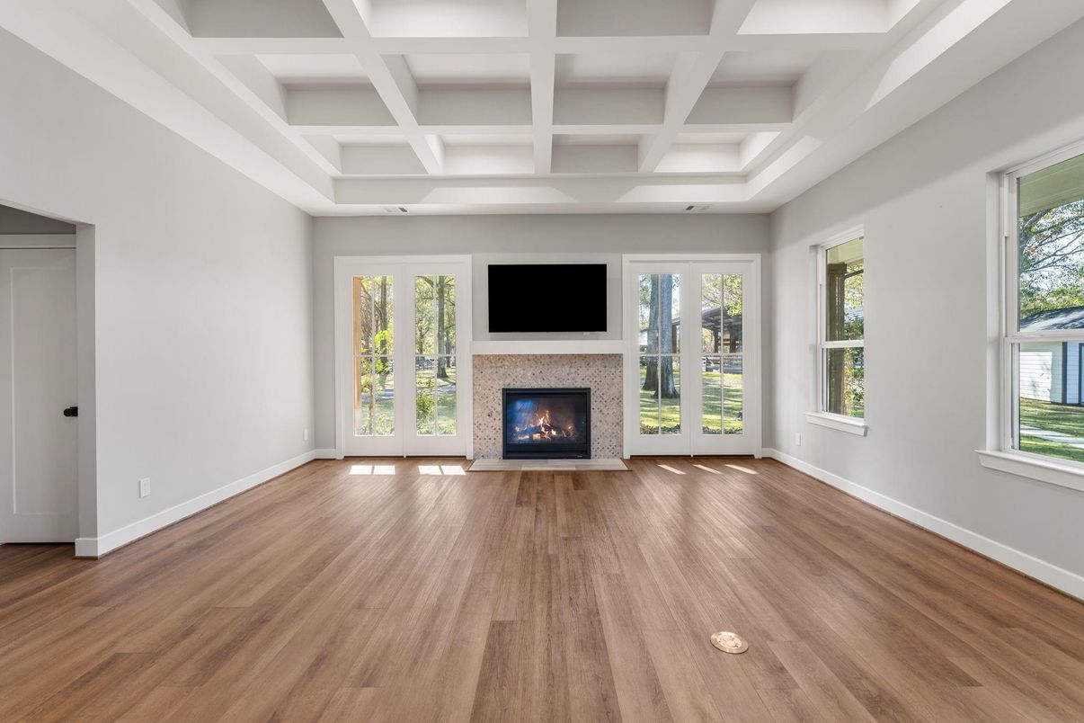 Empty room, Fireplace, Interior, Wood Texture Flooring