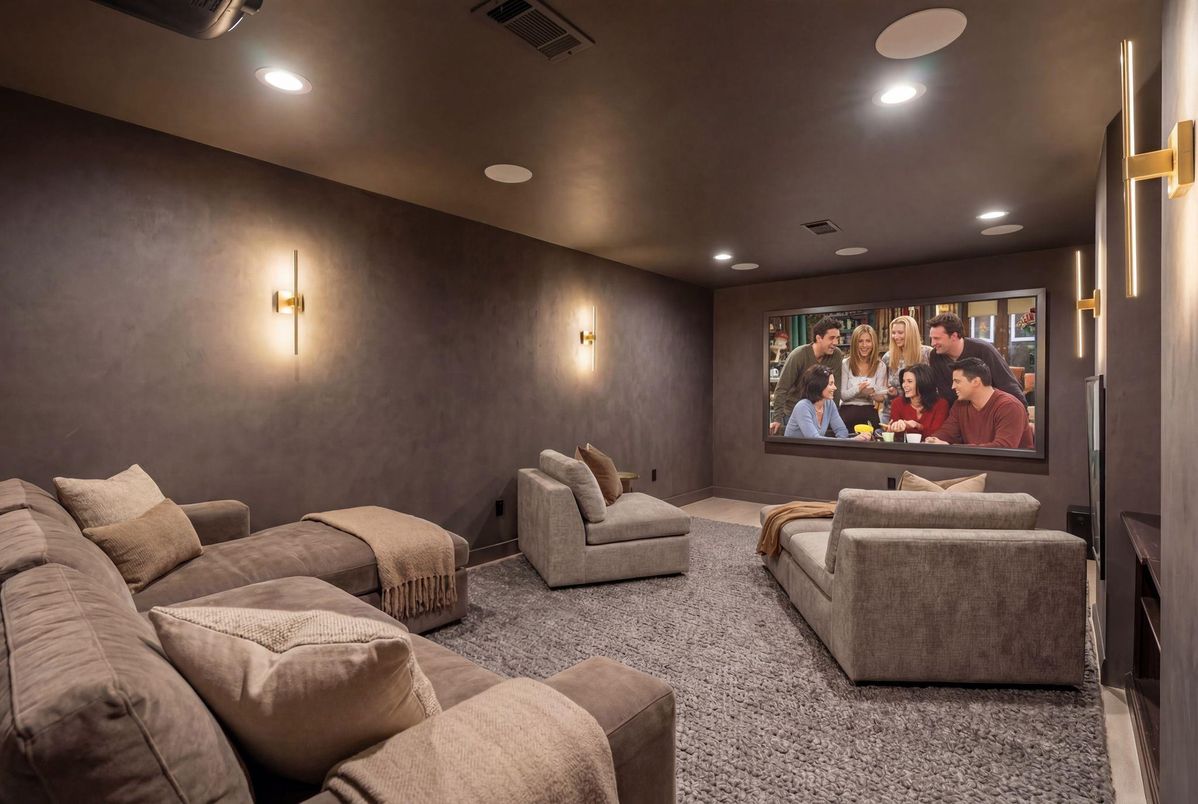 Interior, Projection Screen, Recessed Lighting, Theatre Room