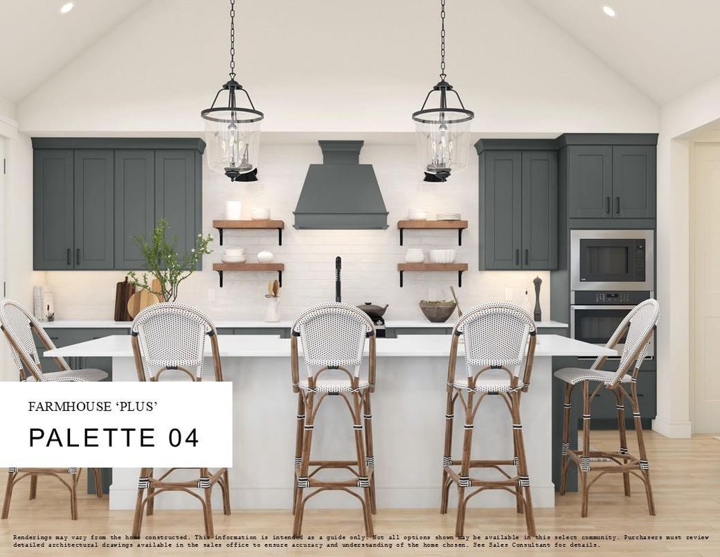 Dining room, Interior, Kitchen, Pendant Lights, Recessed Lighting, Wood Texture Flooring