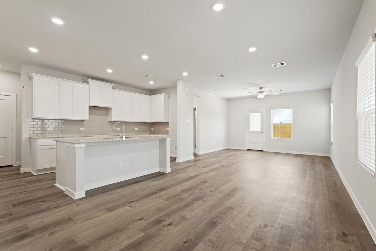 Interior, Kitchen, Recessed Lighting, Wood Texture Flooring