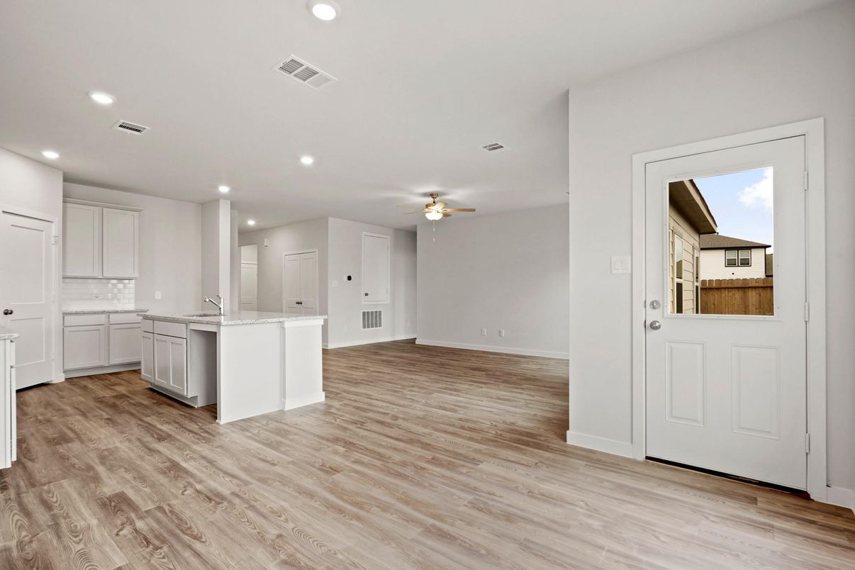 Interior, Kitchen, Recessed Lighting, Wood Texture Flooring