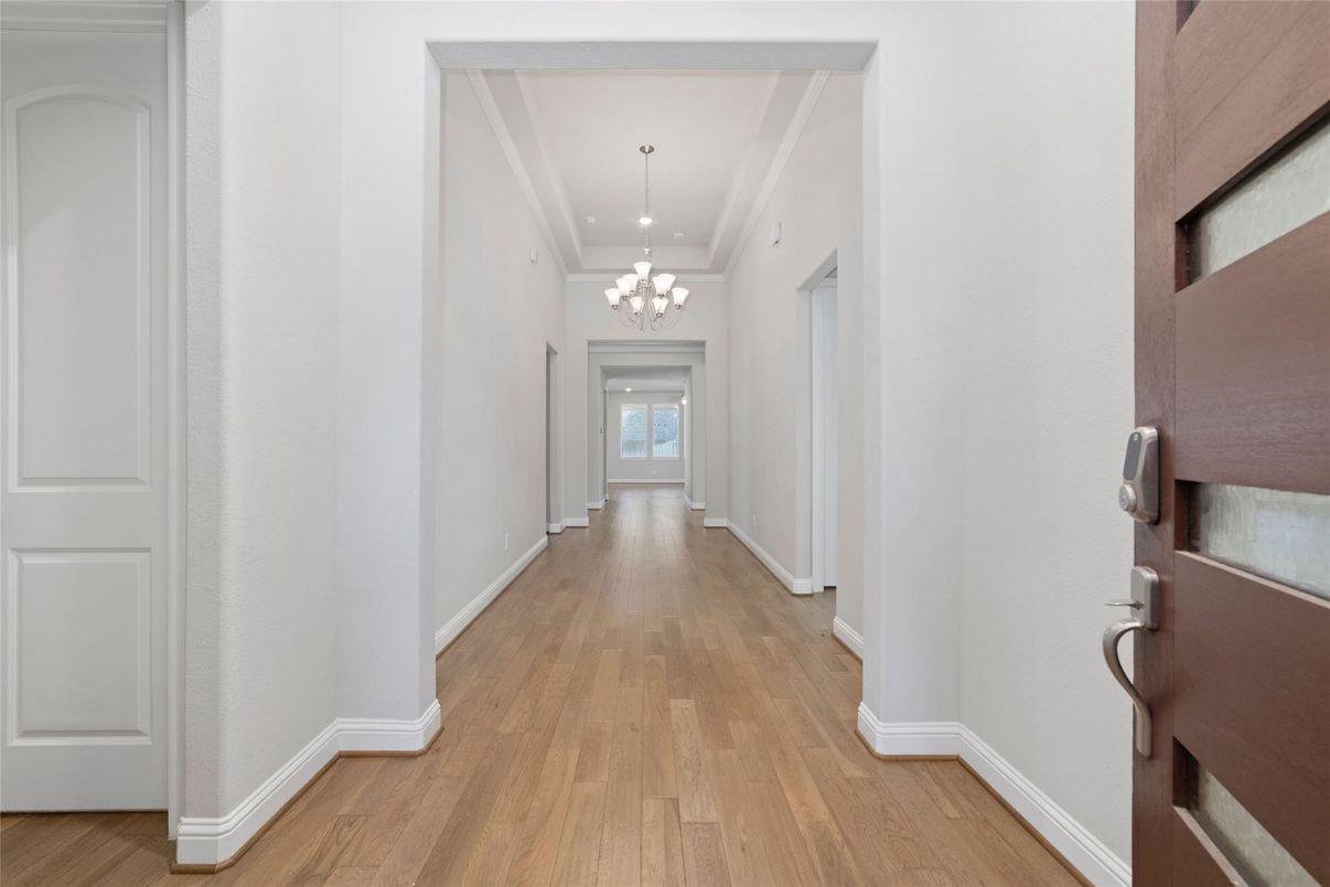 Chandelier, Interior, Recessed Lighting, Wood Texture Flooring